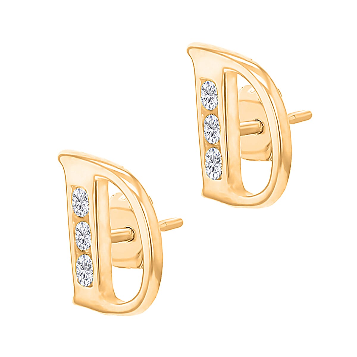 9K Yellow Gold   Cubic Zirconia  Earring 0.03 ct,  Gold Wt. 0.5 Gms  0.030  Ct.