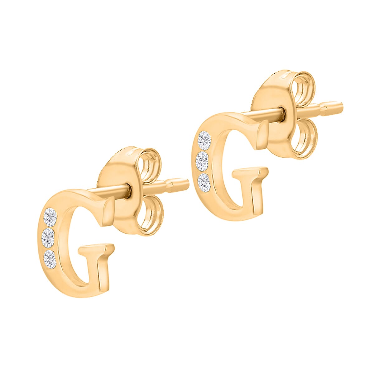 9K Yellow Gold   Cubic Zirconia  Earring 0.03 ct,  Gold Wt. 0.61 Gms  0.030  Ct.