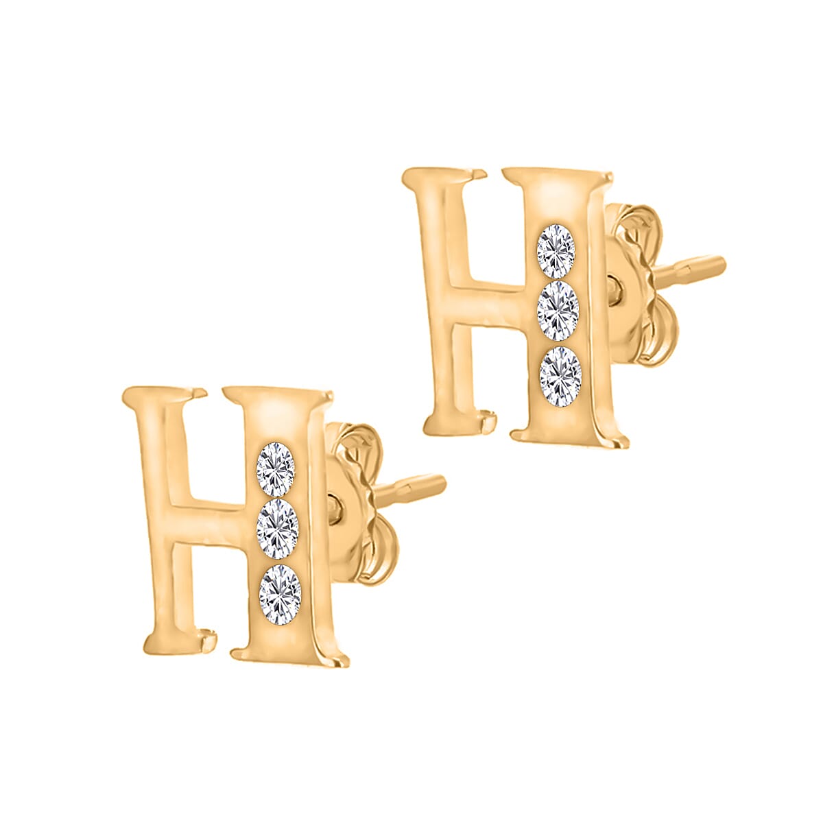 9K Yellow Gold  A   Cubic Zirconia  Earring 0.03 ct,  Gold Wt. 0.57 Gms  0.030  Ct.