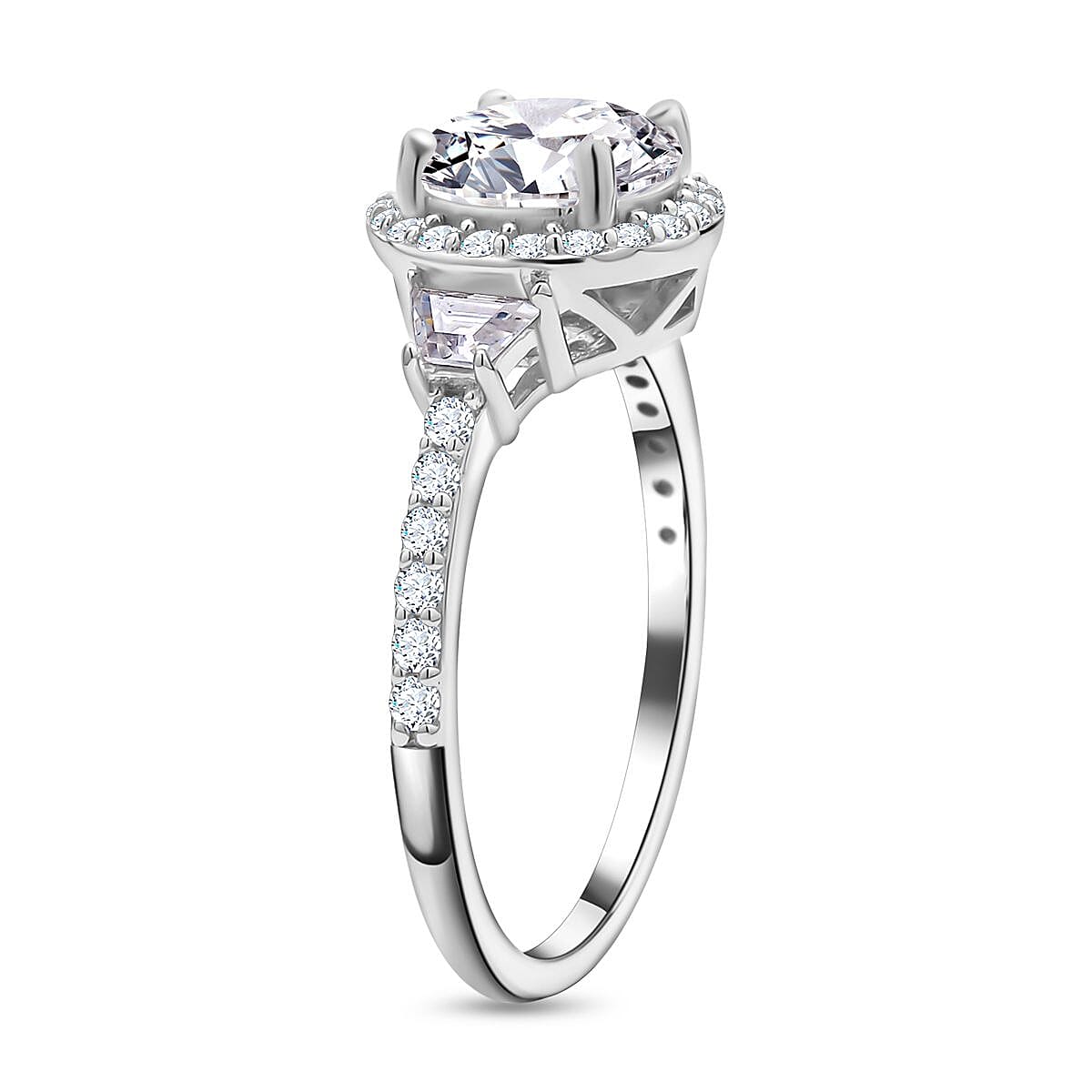 Moissanite Ring in Rhodium Overlay Sterling Silver 2.60 Ct.