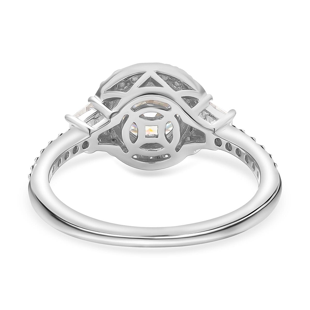 Moissanite Ring in Rhodium Overlay Sterling Silver 2.60 Ct.
