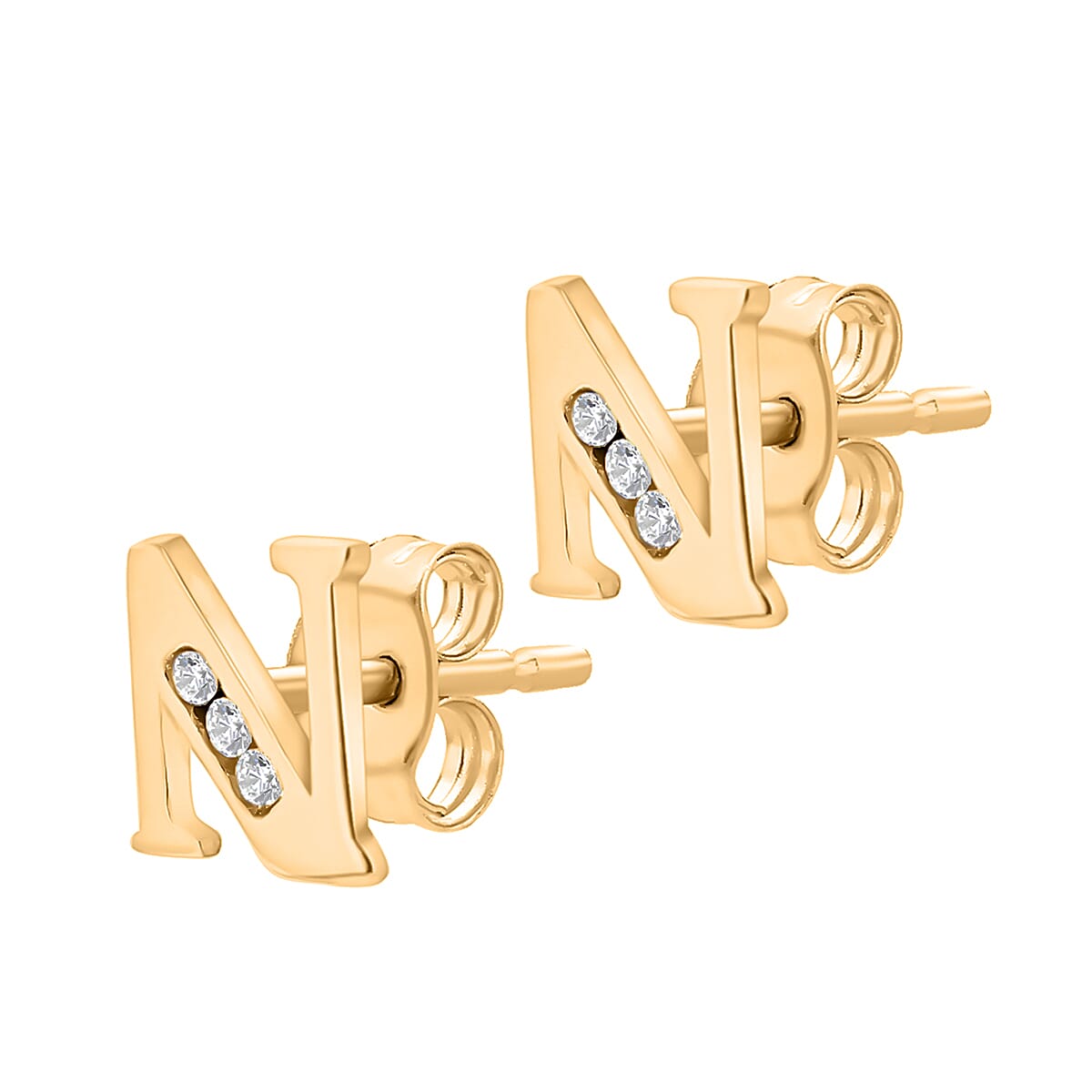 9K Yellow Gold  A   Cubic Zirconia  Earring 0.03 ct,  Gold Wt. 0.62 Gms  0.030  Ct.