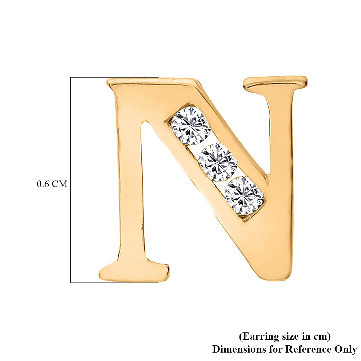 9K Yellow Gold  A   Cubic Zirconia  Earring 0.03 ct,  Gold Wt. 0.62 Gms  0.030  Ct.