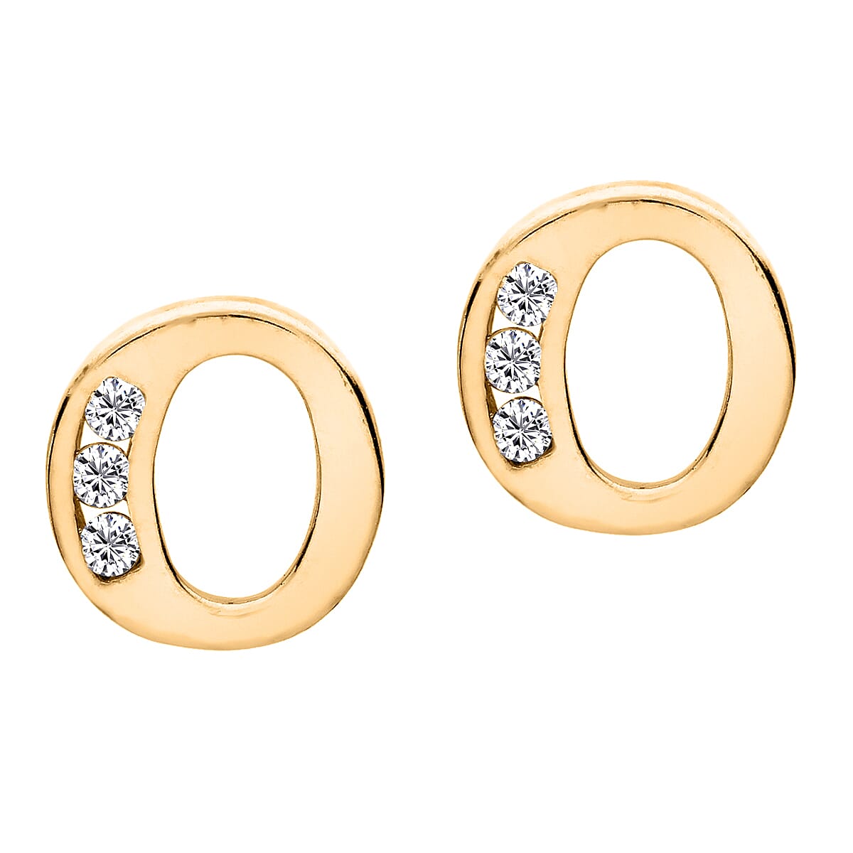 9K Yellow Gold   Cubic Zirconia  Earring 0.03 ct,  Gold Wt. 0.58 Gms  0.030  Ct.