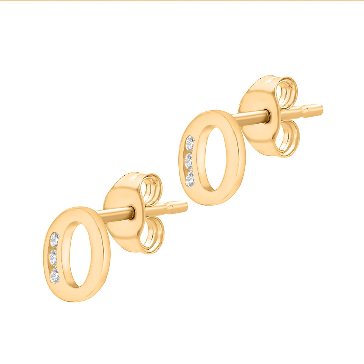 9K Yellow Gold   Cubic Zirconia  Earring 0.03 ct,  Gold Wt. 0.58 Gms  0.030  Ct.