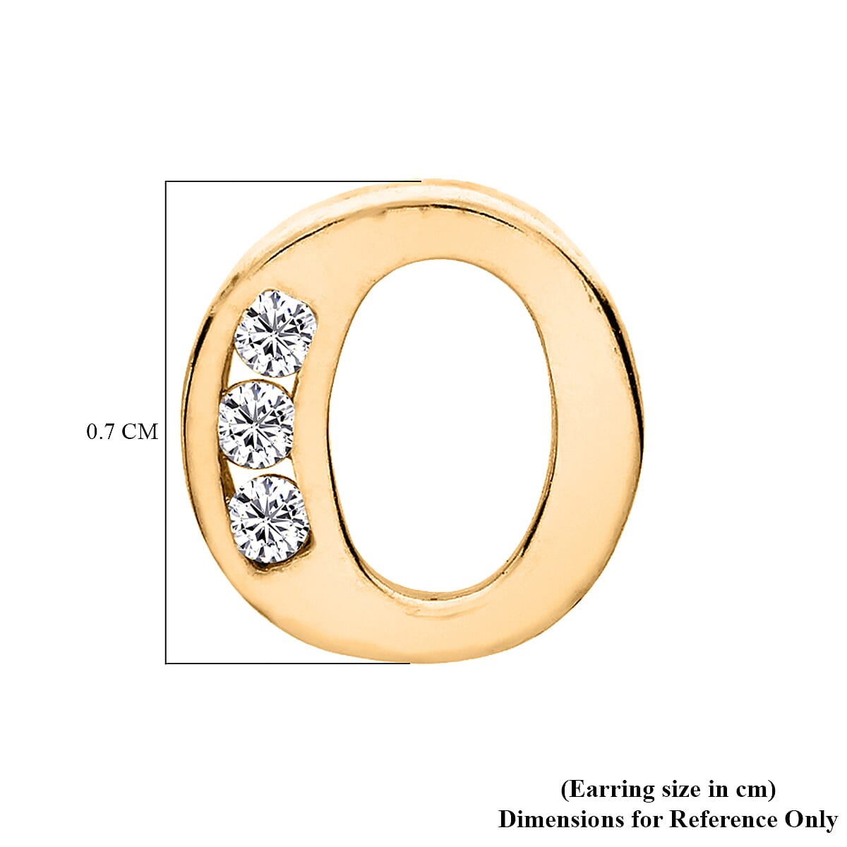 9K Yellow Gold   Cubic Zirconia  Earring 0.03 ct,  Gold Wt. 0.58 Gms  0.030  Ct.