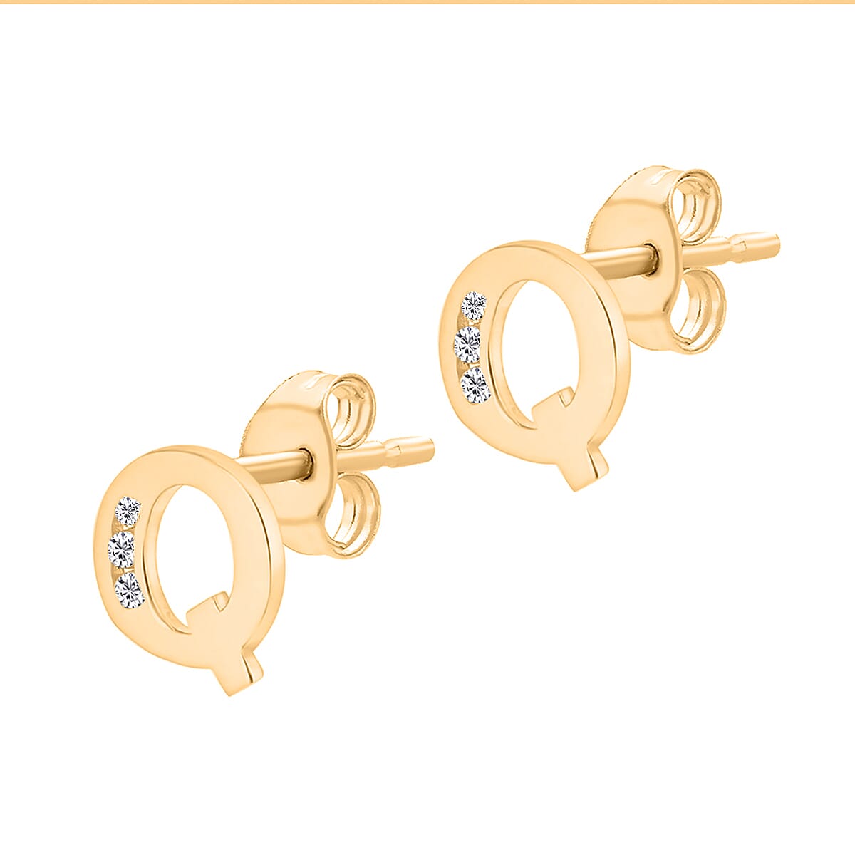 9K Yellow Gold  A   Cubic Zirconia  Earring 0.03 ct,  Gold Wt. 0.64 Gms  0.030  Ct.
