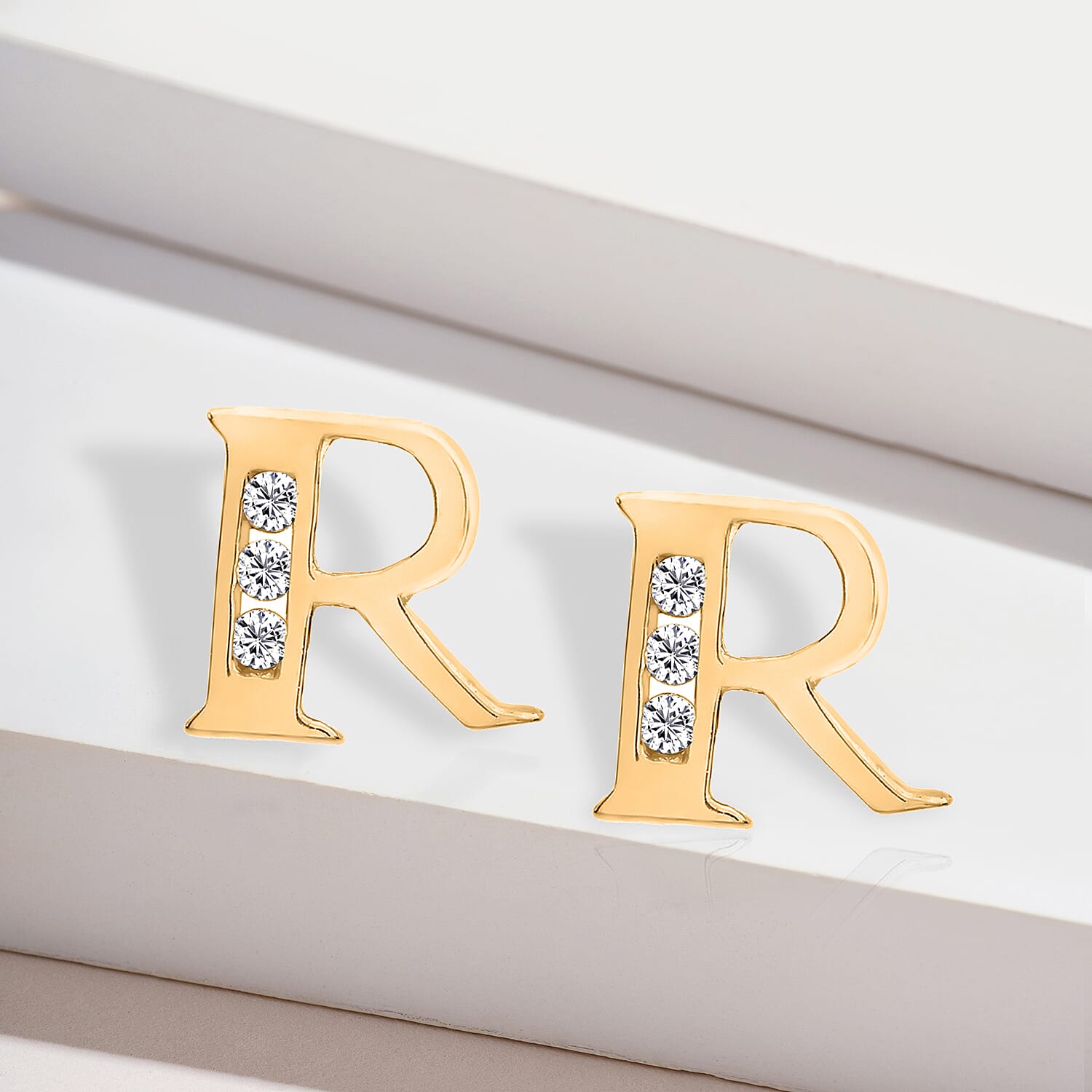 9K Yellow Gold  A   Cubic Zirconia  Earring 0.03 ct,  Gold Wt. 0.61 Gms  0.030  Ct.