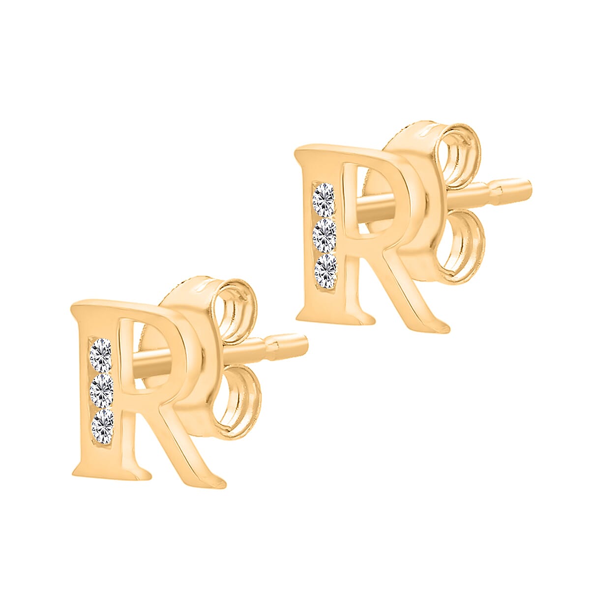 9K Yellow Gold  A   Cubic Zirconia  Earring 0.03 ct,  Gold Wt. 0.61 Gms  0.030  Ct.