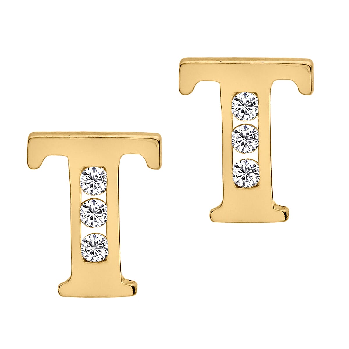 9K Yellow Gold  A   Cubic Zirconia  Earring 0.03 ct,  Gold Wt. 0.51 Gms  0.030  Ct.