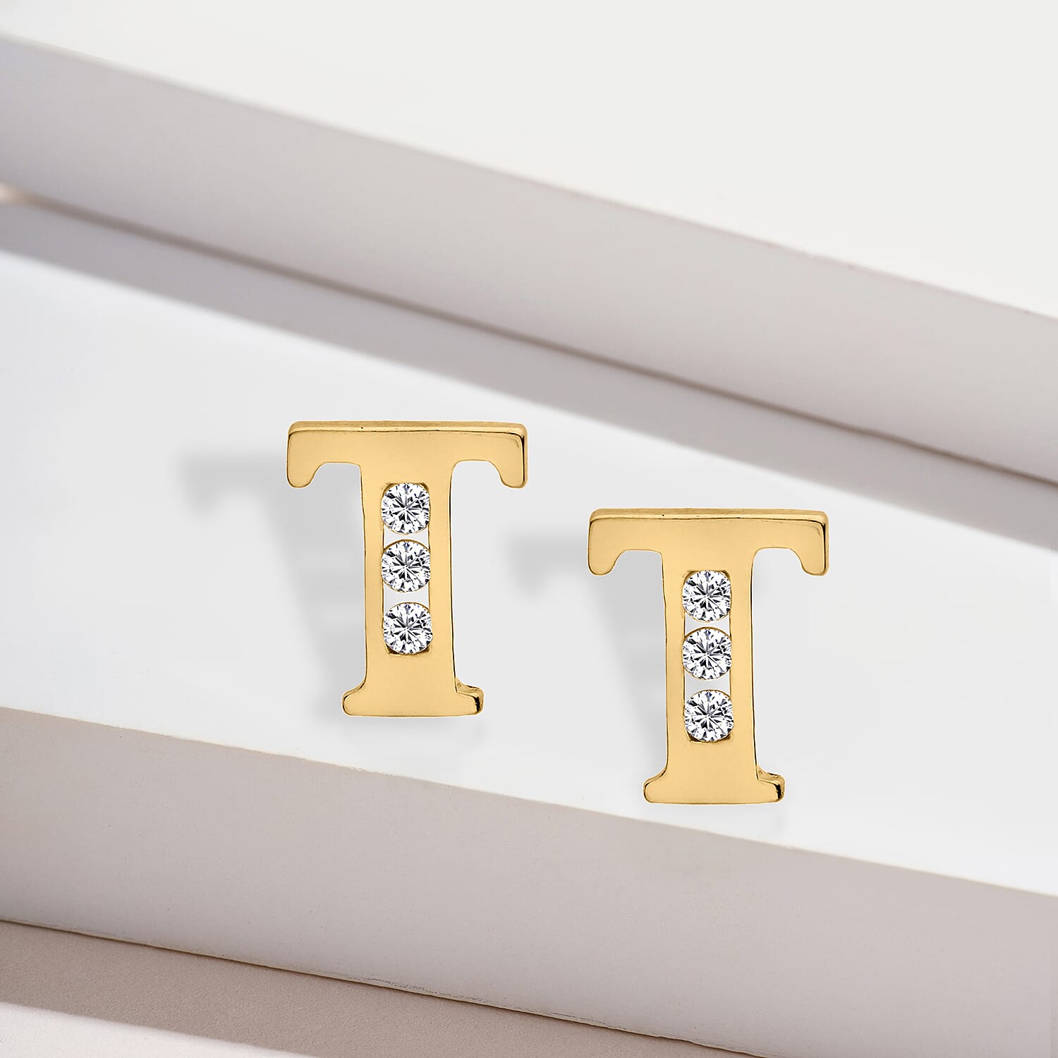 9K Yellow Gold  A   Cubic Zirconia  Earring 0.03 ct,  Gold Wt. 0.51 Gms  0.030  Ct.