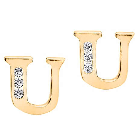 9K Yellow Gold  A   Cubic Zirconia  Earring 0.03 ct,  Gold Wt. 0.56 Gms  0.030  Ct.