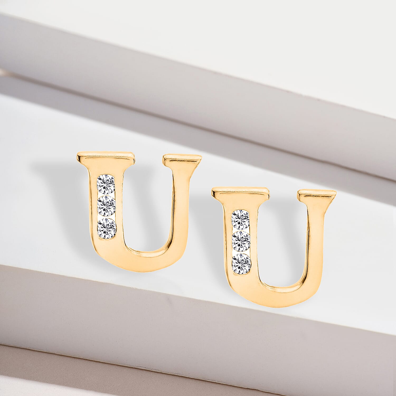 9K Yellow Gold  A   Cubic Zirconia  Earring 0.03 ct,  Gold Wt. 0.56 Gms  0.030  Ct.