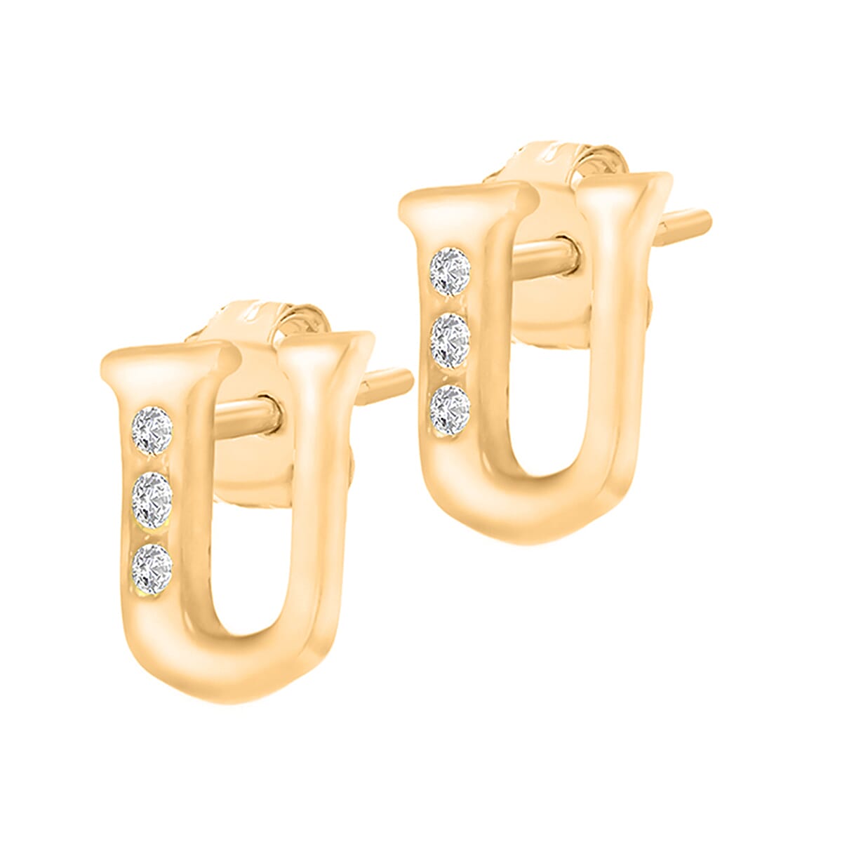 9K Yellow Gold  A   Cubic Zirconia  Earring 0.03 ct,  Gold Wt. 0.56 Gms  0.030  Ct.