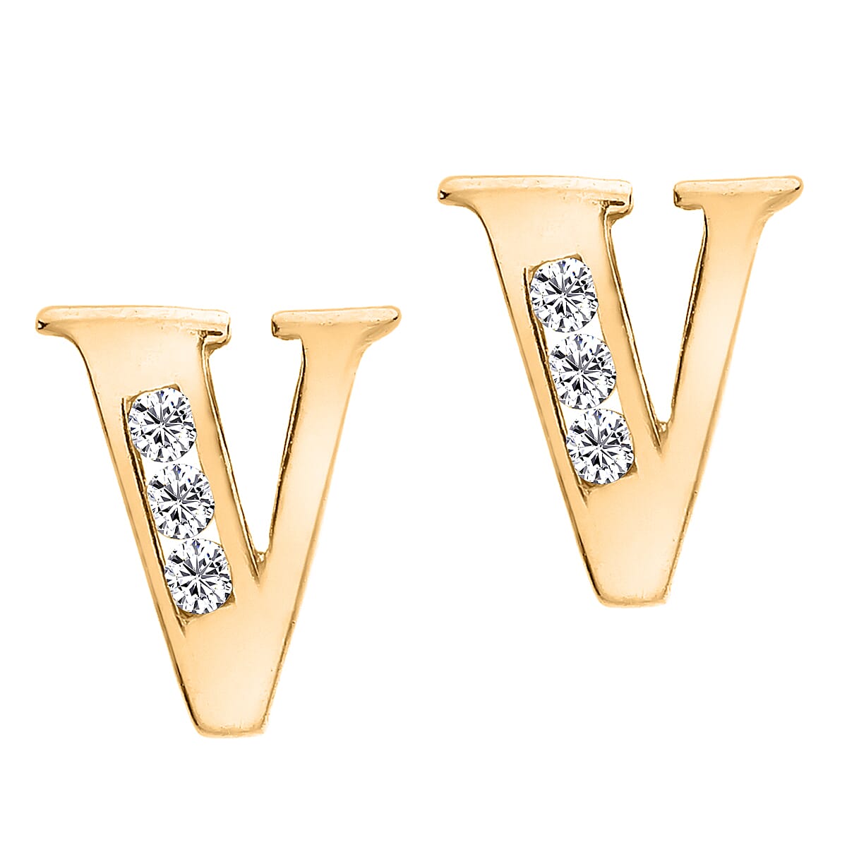 9K Yellow Gold  A   Cubic Zirconia  Earring 0.03 ct,  Gold Wt. 0.58 Gms  0.030  Ct.