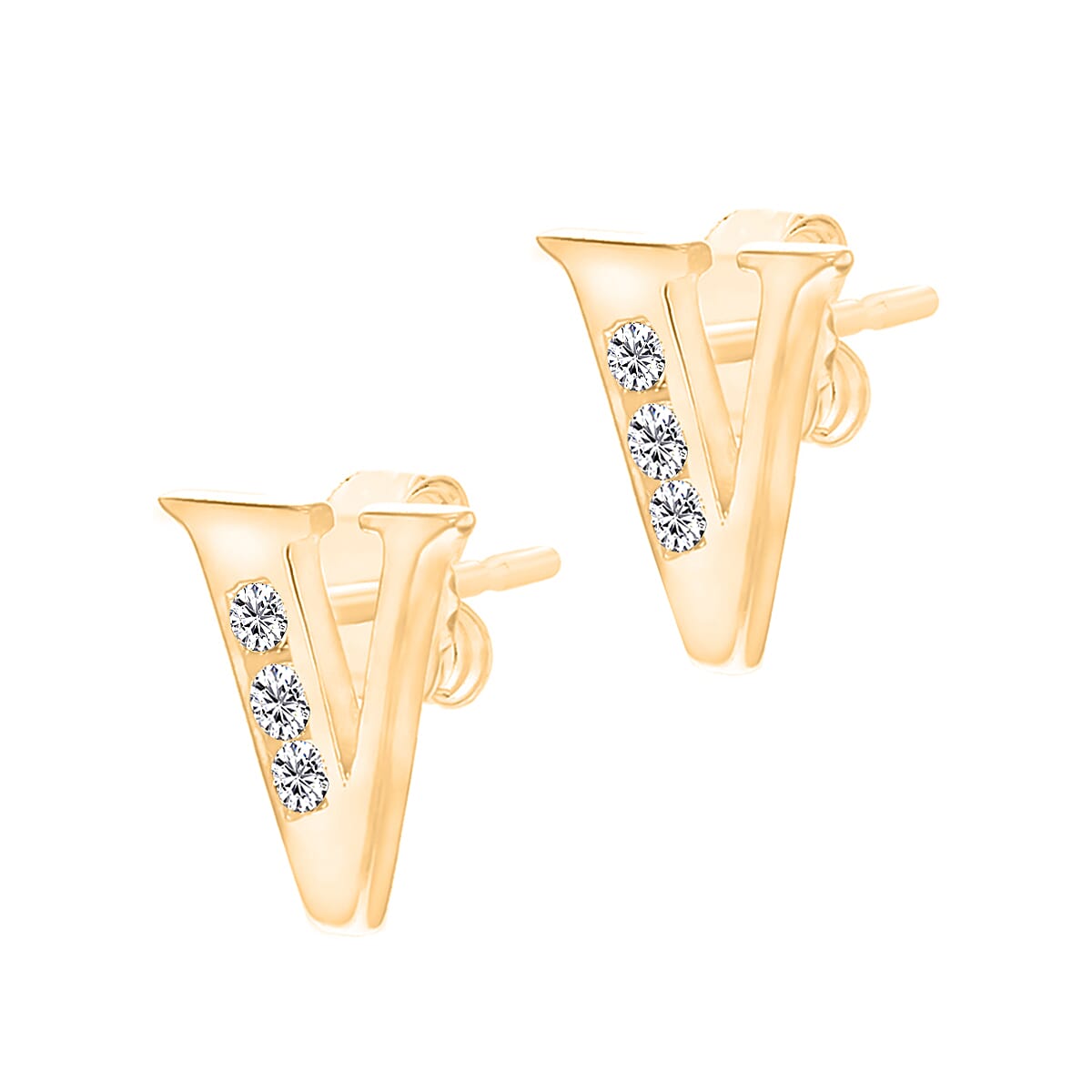 9K Yellow Gold  A   Cubic Zirconia  Earring 0.03 ct,  Gold Wt. 0.58 Gms  0.030  Ct.
