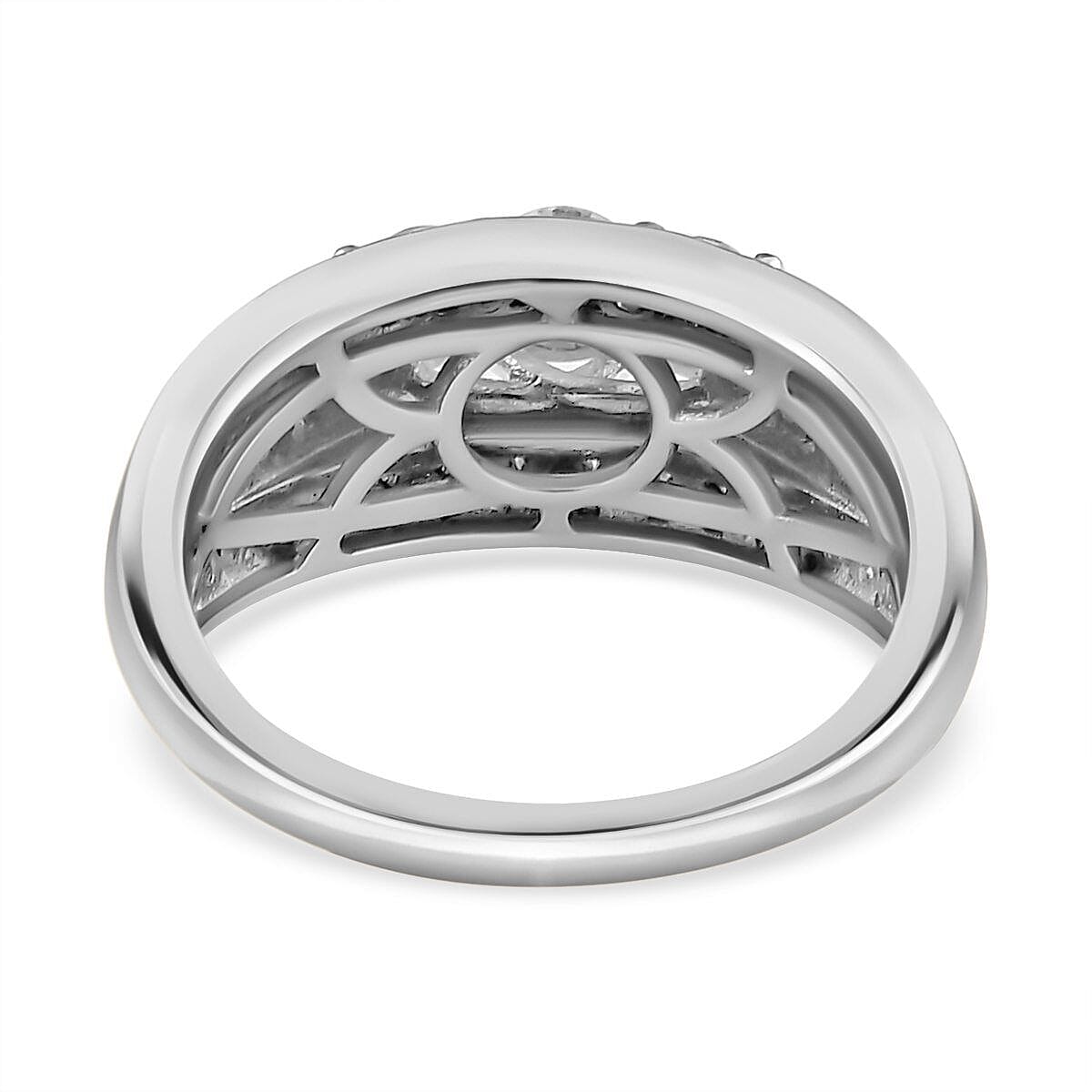 Moissanite Ring in Platinum Overlay Sterling Silver 1.41 Ct