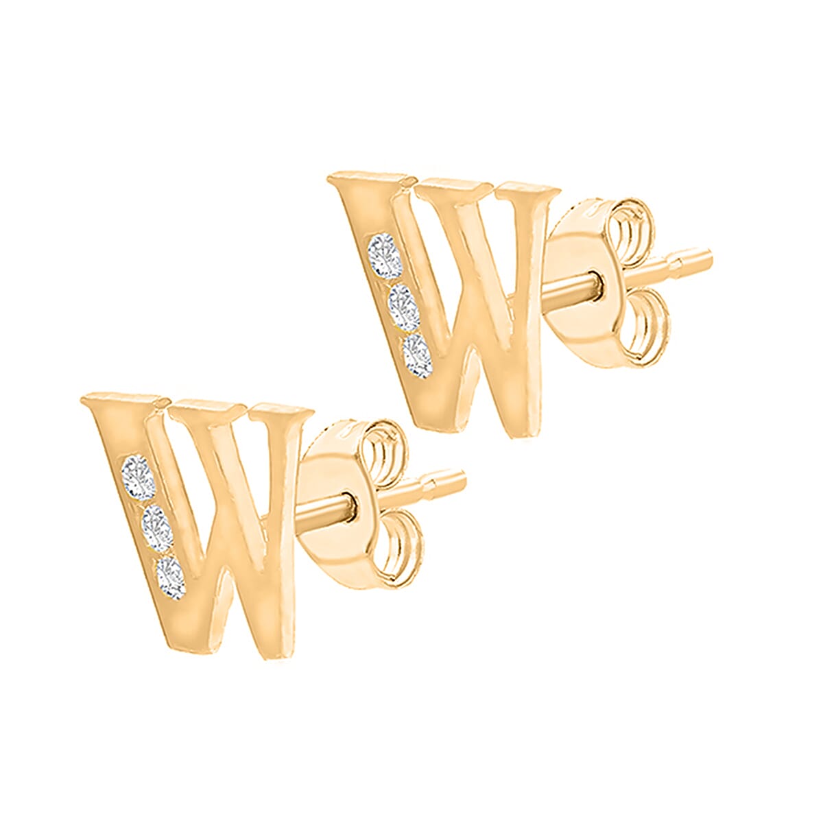 9K Yellow Gold   Cubic Zirconia  Earring 0.03 ct,  Gold Wt. 0.61 Gms  0.030  Ct.