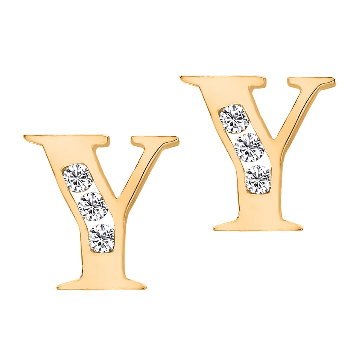 9K Yellow Gold  A   Cubic Zirconia  Earring 0.03 ct,  Gold Wt. 0.5 Gms  0.030  Ct.