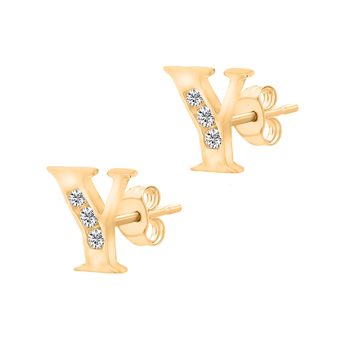 9K Yellow Gold  A   Cubic Zirconia  Earring 0.03 ct,  Gold Wt. 0.5 Gms  0.030  Ct.