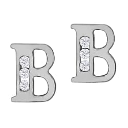 9K White Gold A Cubic Zirconia Earring 0.03 ct, Gold Wt. 0.53 Gms 0.030 Ct.