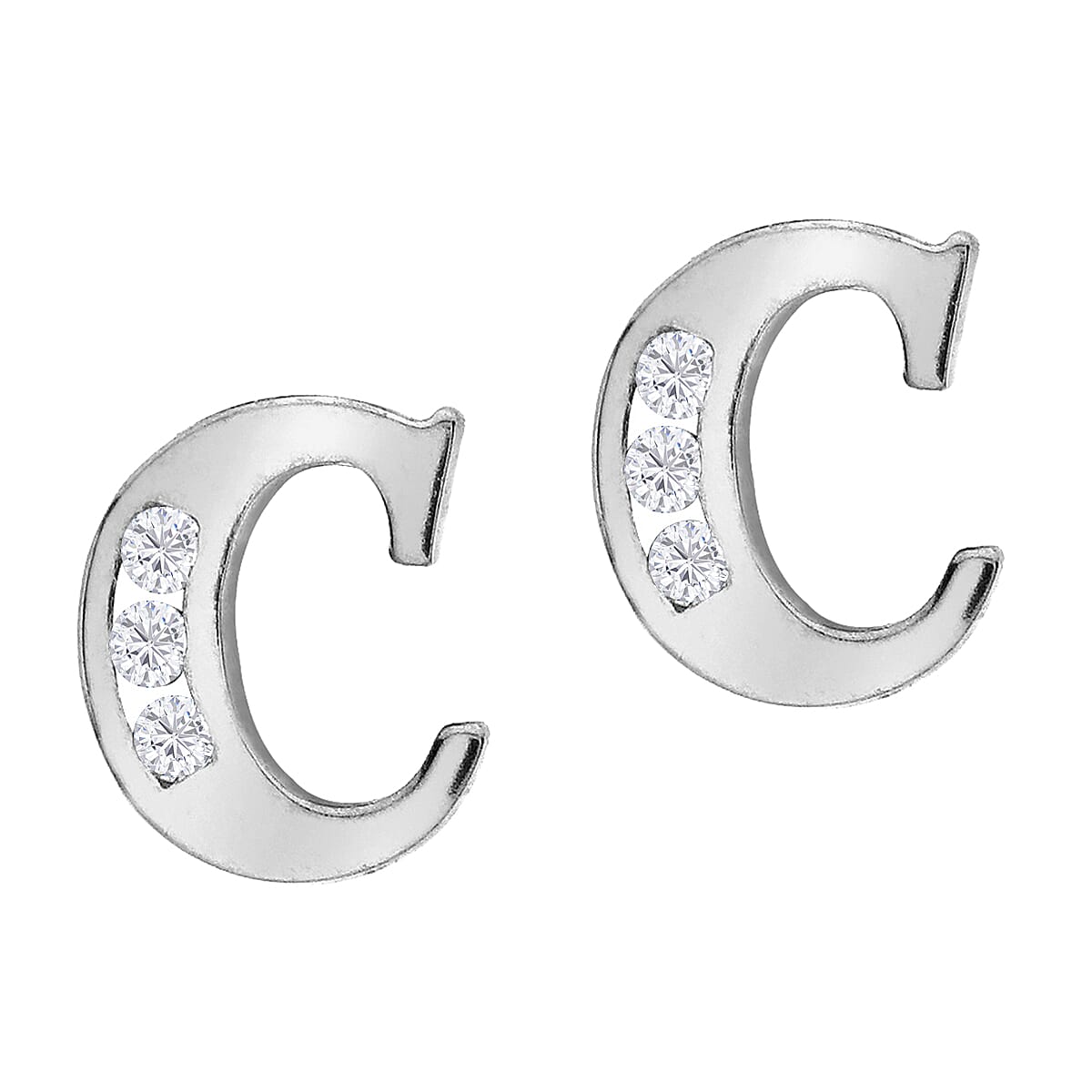 9K White Gold  A   Cubic Zirconia  Earring 0.03 ct,  Gold Wt. 0.57 Gms  0.030  Ct.