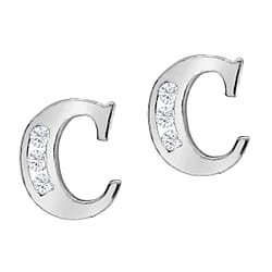 9K White Gold A Cubic Zirconia Earring 0.03 ct, Gold Wt. 0.53 Gms 0.030 Ct.