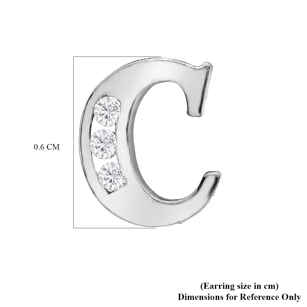 9K White Gold  A   Cubic Zirconia  Earring 0.03 ct,  Gold Wt. 0.57 Gms  0.030  Ct.