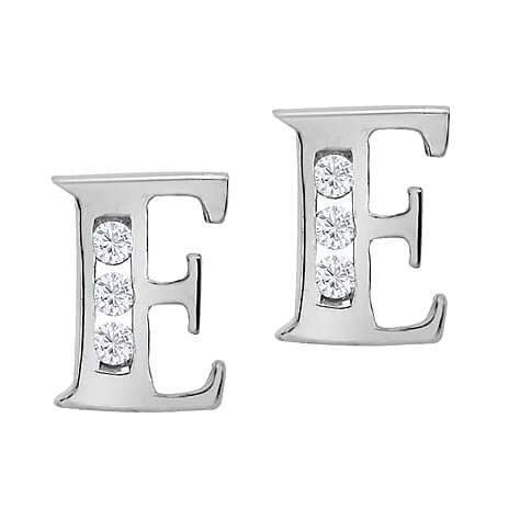 9K White Gold  A   Cubic Zirconia  Earring 0.03 ct,  Gold Wt. 0.56 Gms  0.030  Ct.