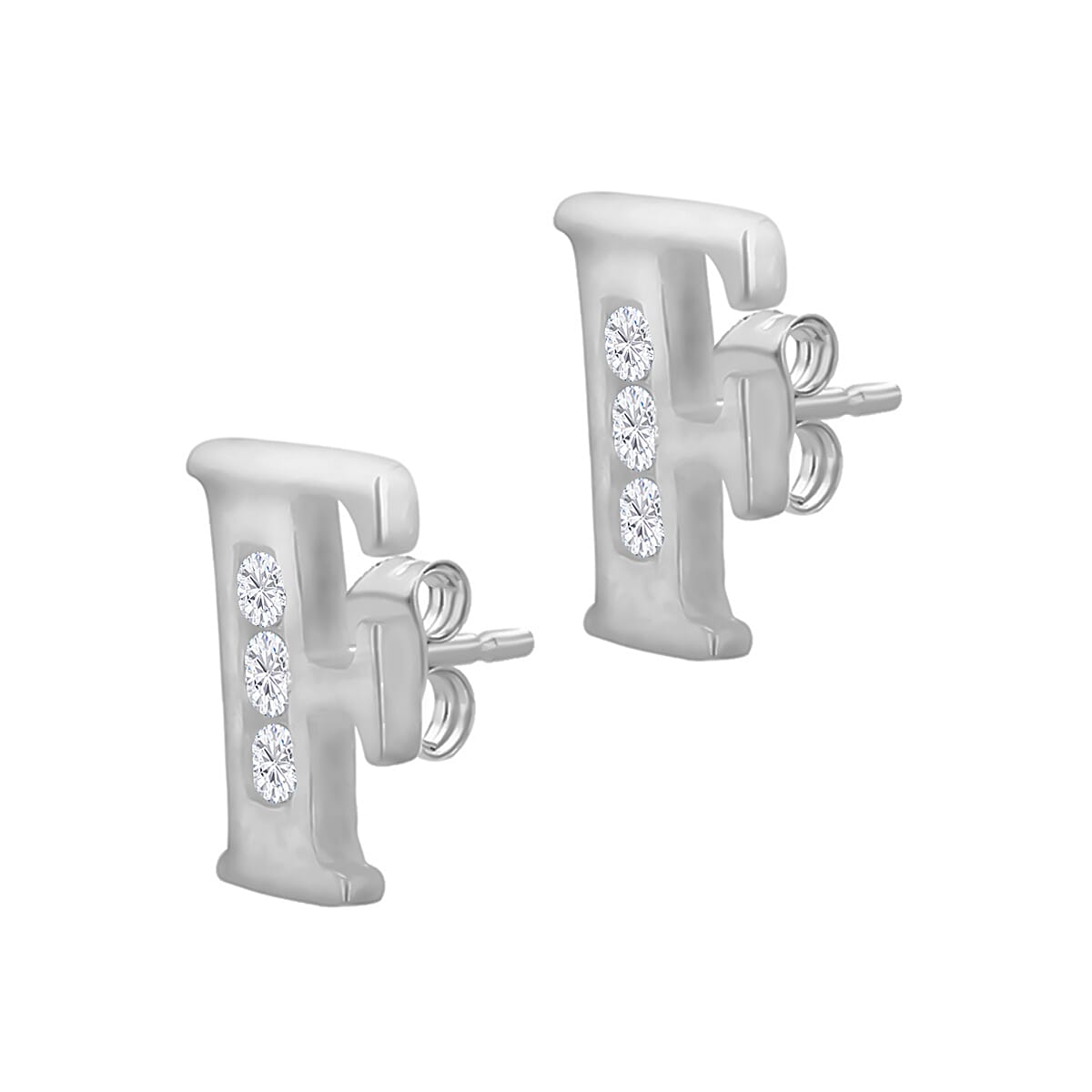 9K White Gold  A   Cubic Zirconia  Earring 0.03 ct,  Gold Wt. 0.51 Gms  0.030  Ct.