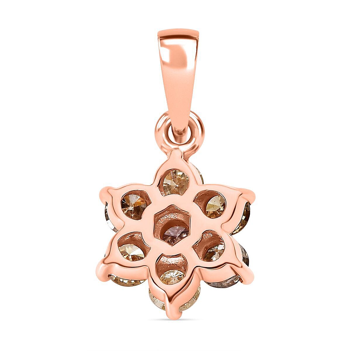 14K Rose Gold SGL Certified Pink Diamond, Champagne Diamond and Natural Yellow Diamond Floral Pendant 0.50 Ct.