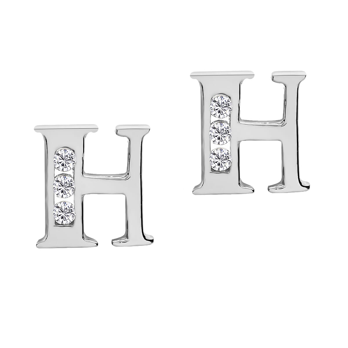 9K White Gold  A   Cubic Zirconia  Earring 0.03 ct,  Gold Wt. 0.59 Gms  0.030  Ct.