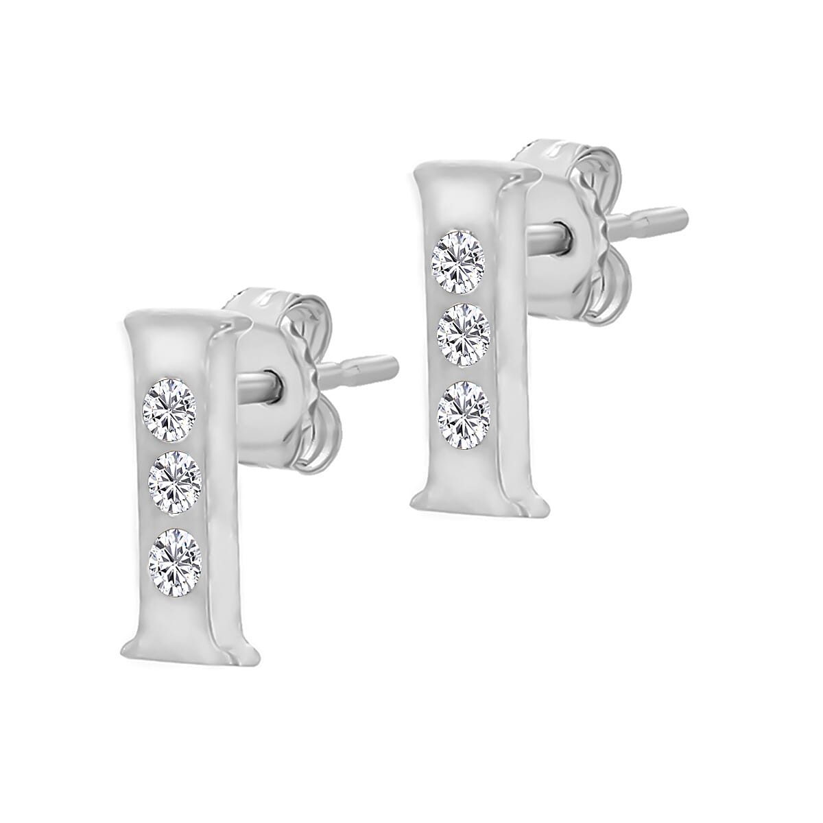 9K White Gold  A   Cubic Zirconia  Earring 0.03 ct,  Gold Wt. 0.43 Gms  0.030  Ct.