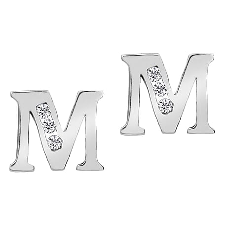 9K White Gold  A   Cubic Zirconia  Earring 0.03 ct,  Gold Wt. 0.66 Gms  0.030  Ct.