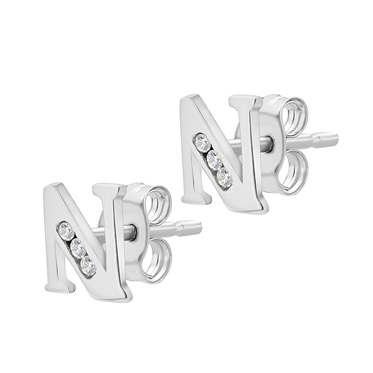 9K White Gold  A   Cubic Zirconia  Earring 0.03 ct,  Gold Wt. 0.62 Gms  0.030  Ct.