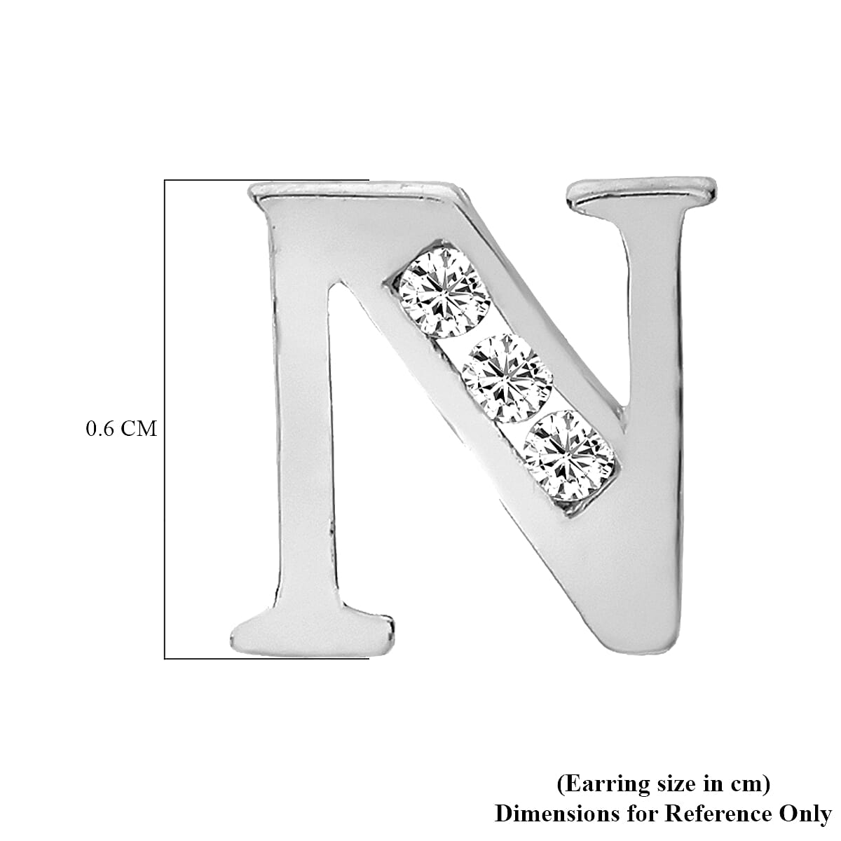 9K White Gold  A   Cubic Zirconia  Earring 0.03 ct,  Gold Wt. 0.62 Gms  0.030  Ct.