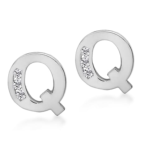 9K White Gold  A   Cubic Zirconia  Earring 0.03 ct,  Gold Wt. 0.72 Gms  0.030  Ct.