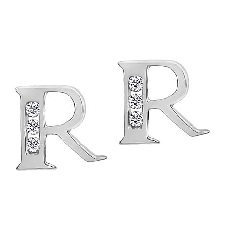 9K White Gold  A   Cubic Zirconia  Earring 0.03 ct,  Gold Wt. 0.61 Gms  0.030  Ct.