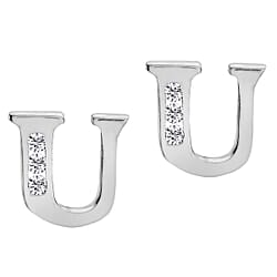 9K White Gold A Cubic Zirconia Earring 0.03 ct, Gold Wt. 0.53 Gms 0.030 Ct.