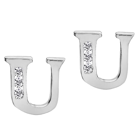 9K White Gold  A   Cubic Zirconia  Earring 0.03 ct,  Gold Wt. 0.64 Gms  0.030  Ct.