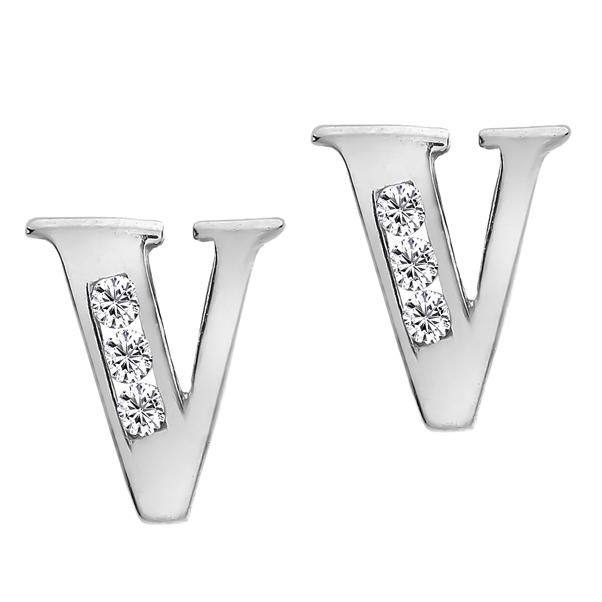 9K White Gold  A   Cubic Zirconia  Earring 0.03 ct,  Gold Wt. 0.58 Gms  0.030  Ct.