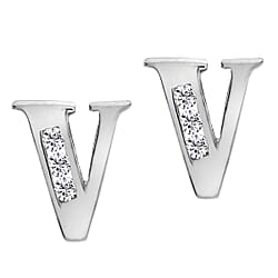 9K White Gold A Cubic Zirconia Earring 0.03 ct, Gold Wt. 0.53 Gms 0.030 Ct.