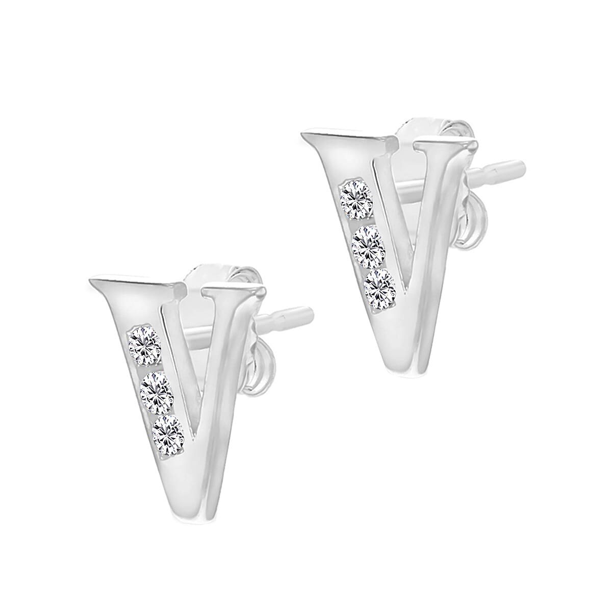 9K White Gold  A   Cubic Zirconia  Earring 0.03 ct,  Gold Wt. 0.58 Gms  0.030  Ct.