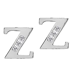 9K White Gold A Cubic Zirconia Earring 0.03 ct, Gold Wt. 0.53 Gms 0.030 Ct.