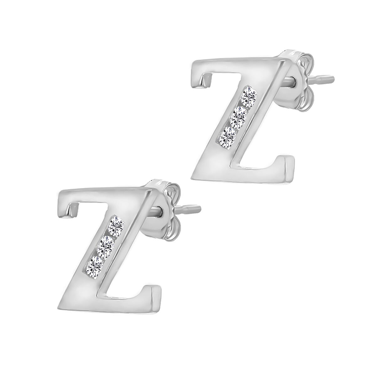 9K White Gold   Cubic Zirconia  Earring 0.03 ct,  Gold Wt. 0.62 Gms  0.030  Ct.