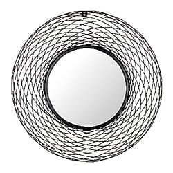 Green Decore Trellis Mesh Round Wall Mirror (Size 72 cm) - Black