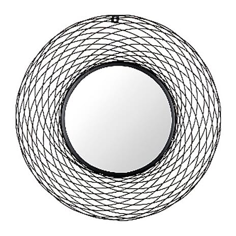 Green Decore Closeout -- Trellis Mesh Round Wall Mirror (Size 72 cm) - Black Mesh