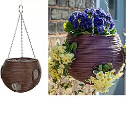 Gardman Rattan Effect Brown Ball Hanging Basket (Size 23 cm) - Brown