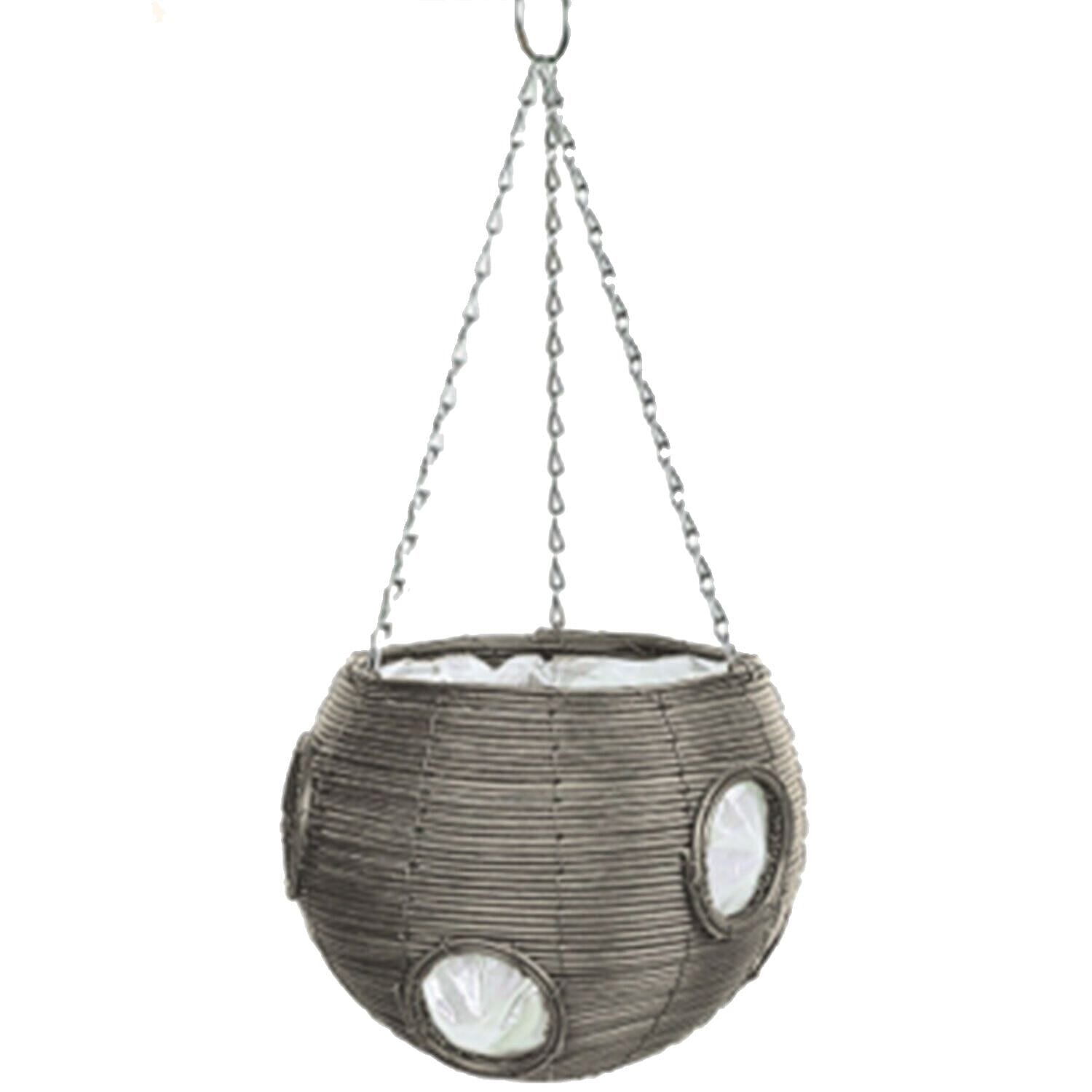 Gardman Rattan Effect Light Grey Hanging Basket (Size 23 cm) - Grey