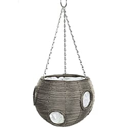 Gardman Rattan Effect Light Grey Hanging Basket (Size 23 cm) - Grey